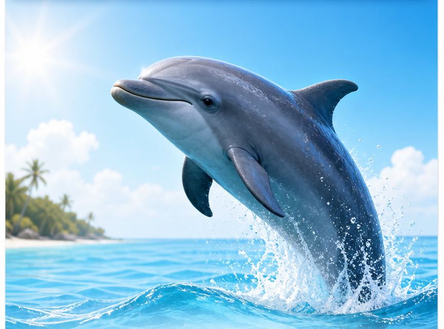 Dolphin jumping above ocean waves